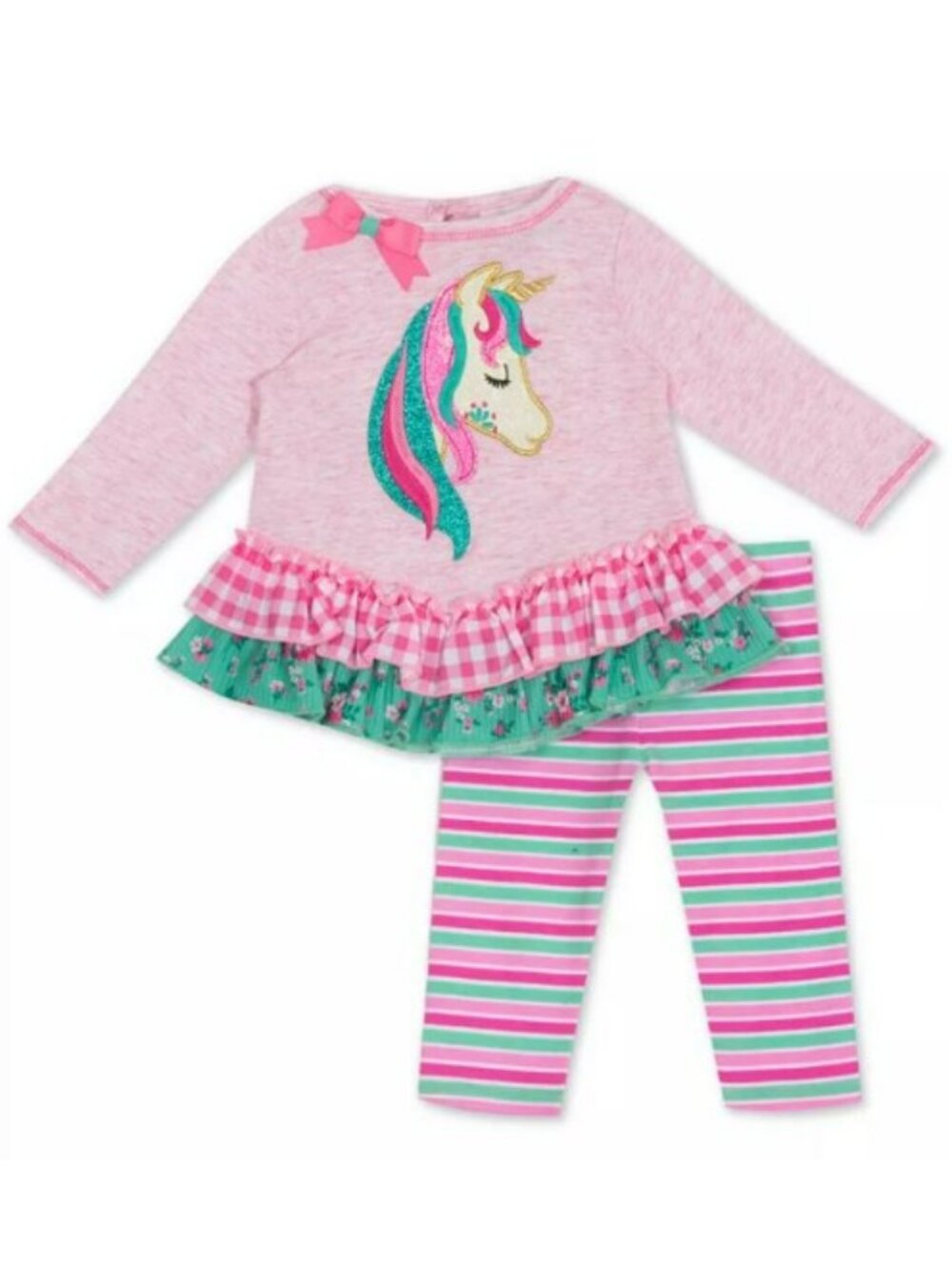 NWT. RARE EDITIONS Baby Girls Unicorn 2-Pc Set
